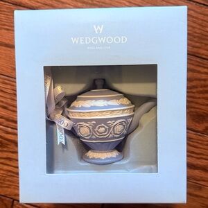 Wedgwood Blue Teapot Footed Ornament in box